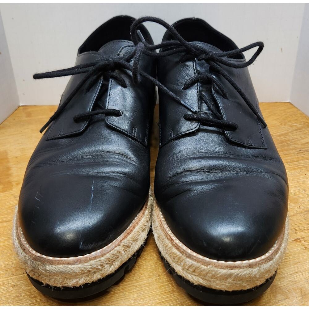 Eileen Fisher Eddy Smooth Leather Platform Oxford‎ Shoes Sz 10 See Pictures